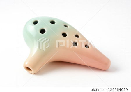 Pastel Ceramic Ocarina With Gradient Glaze and Tone Holes 129964039