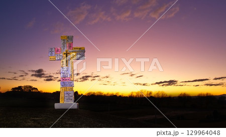 Stone Block Cross Dawn Stone Block Cross Dawn 129964048