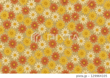 秋の花シリーズ：小菊の密集パターン（縦長） 129964105