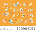 Hand drawn autumn twig and flower stickers 129964151