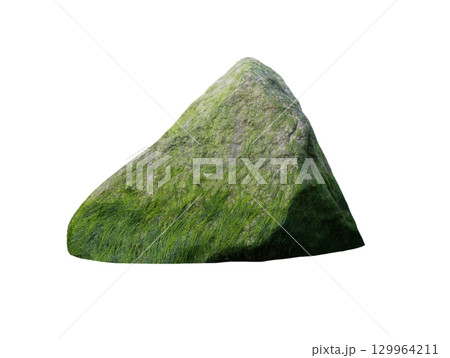 sea stone with algae isolated on white background sea stone with algae isolated on white background 129964211