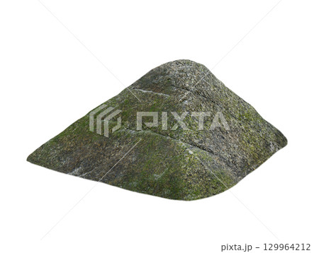 sea stone with algae isolated on white background 129964212