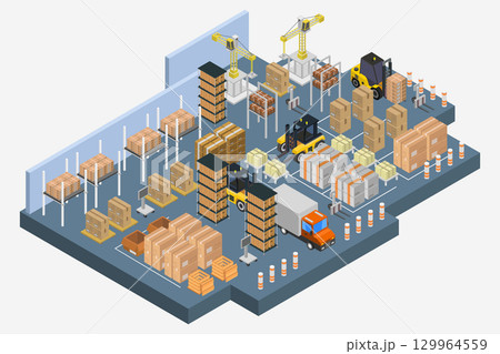 Isometric warehouse Isometric warehouse 129964559