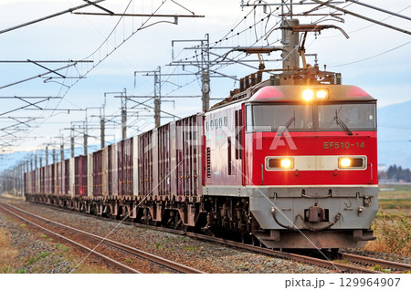 羽越本線　西袋－藤島　JR貨物　EF510-14（富山） 129964907