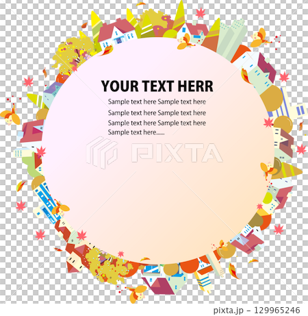 秋季城市景觀圓框 129965246