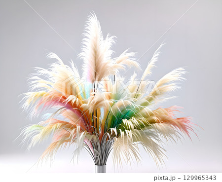 パステルカラーのパンパスグラスの束 129965343