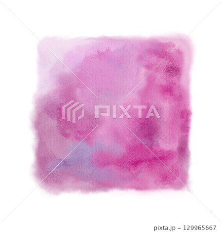 Pink with blue spots is a watercolor painting spot of square shape 129965667