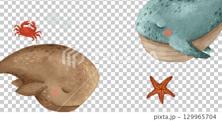 Adorable Underwater Creatures Featuring Both Crab and Starfish in a Colorful Display Adorable Underwater Creatures Featuring Both Crab and Starfish in a Colorful Display 129965704