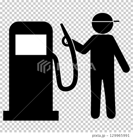 加油站工作人員加油的象形圖 129965991