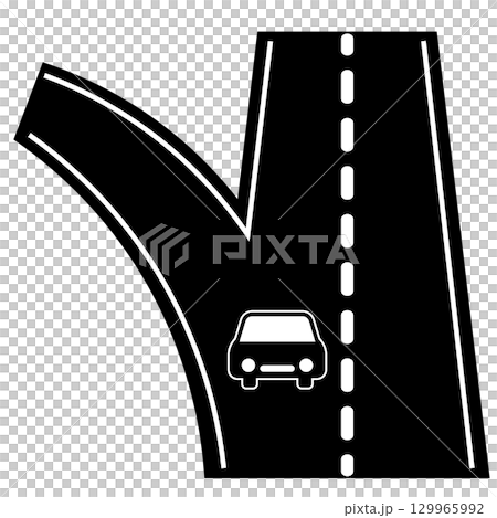 分支道路和汽車的象形圖 分支道路和汽車的象形圖 129965992