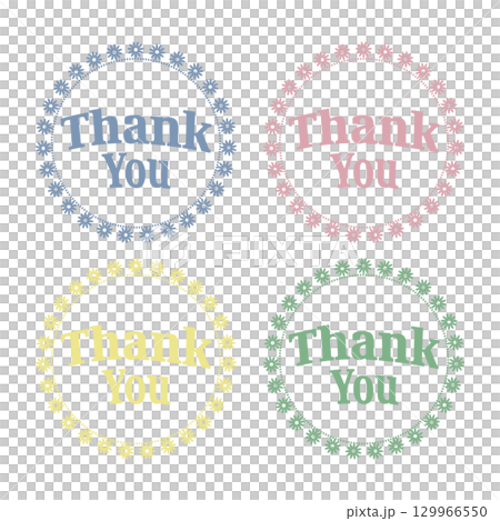 Thank You ロゴ 花リース くすみパステル4点セット 129966550