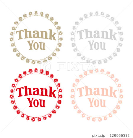 Thank You ロゴ 花リース めでたい色4点セット（金・銀・赤・桜色） 129966552