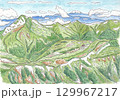 北アルプス水晶岳（黒岳）山頂からの山々　黒部五郎岳と雲ノ平全景　霊峰白山遠景 129967217