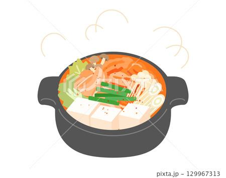 キムチ鍋をイメージしたイラスト 129967313