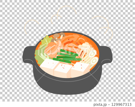キムチ鍋をイメージしたイラスト 129967313