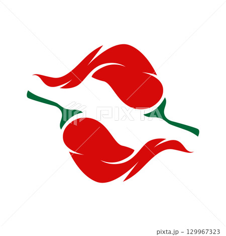 Hot Chili Peppers Logo Farm Garden Design Simple Illustration Symbol Template 129967323