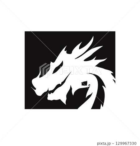 Black silhouette design simple dragon logo animal legend template illustration Black silhouette design simple dragon logo animal legend template illustration 129967330