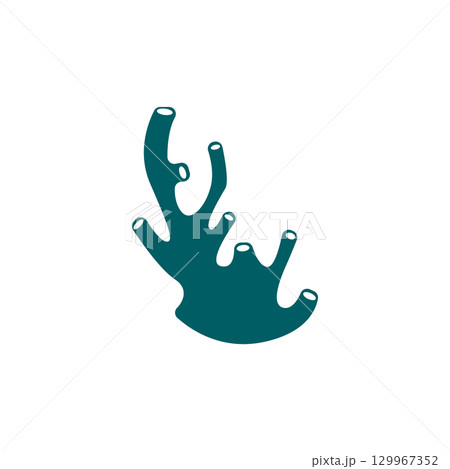 coral logo underwater seaweed plant simple template design marine decoration 129967352