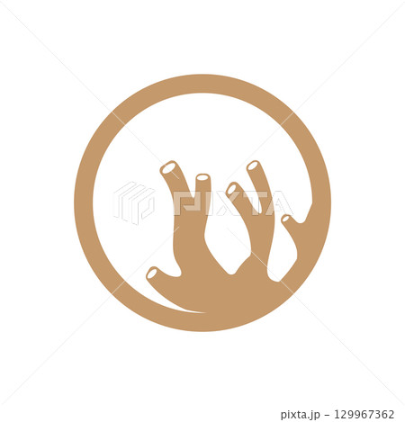 coral logo underwater seaweed plant simple template design marine decoration 129967362