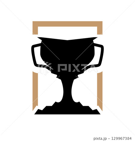 Championship Cup Trophy Logo Illustration Award Winner Template Design 129967384