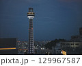横浜　山下公園そば　ライトアップするマリンタワー 129967587