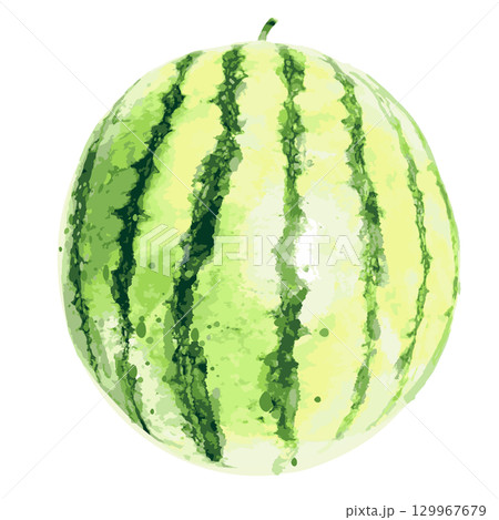 水彩で描いたスイカ 水彩で描いたスイカ 129967679