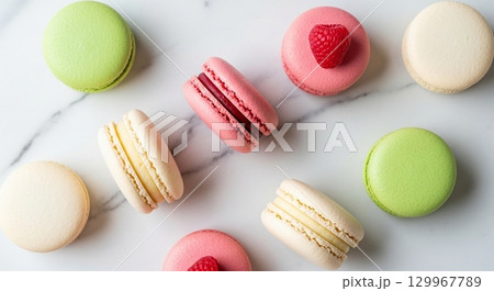 カラフルなマカロン 129967789