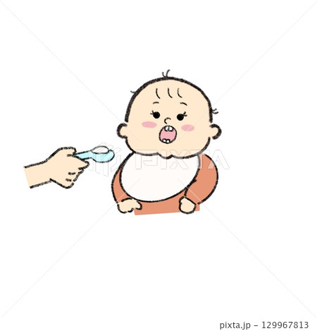 離乳食を食べる赤ちゃん 129967813