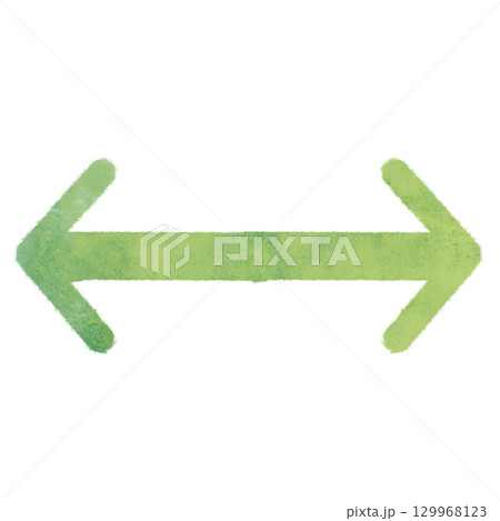 水彩風の緑色両方向矢印のイラスト 129968123