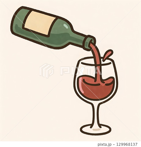 風味豊かなワインを注ぐアイコンイラスト 129968137