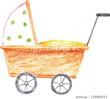 色鉛筆で描いたベビーカー 色鉛筆で描いたベビーカー 129968551