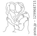 One line art of two lesbian women embracing and holding hands, a minimalist continuous drawing for a logo or tattoo design.. Stock vector illustration 129968715