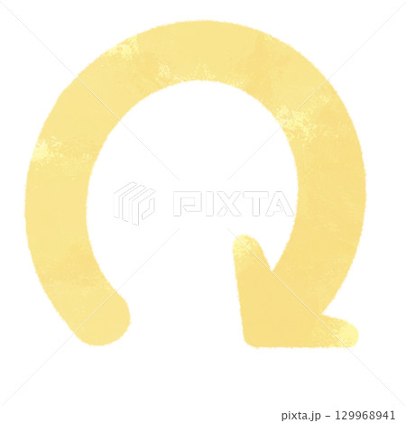 水彩風の黄色の戻り矢印のイラスト 129968941