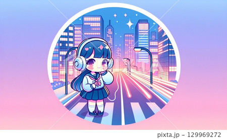 ヘッドホン女子 129969272
