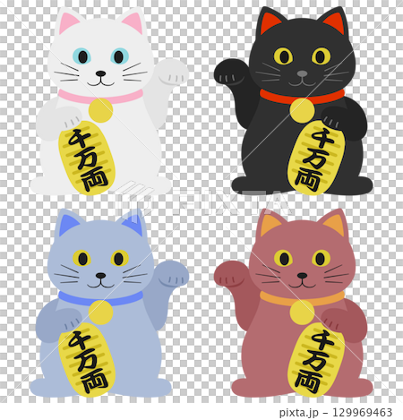 左右各一對可愛的招財貓,共四隻 左右各一對可愛的招財貓,共四隻 129969463