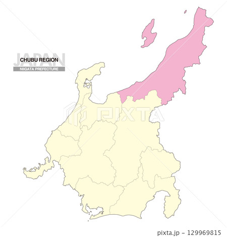 日本地図 中部地方 新潟県 県境有り 02 129969815