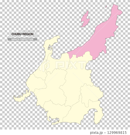 日本地図 中部地方 新潟県 県境有り 02 129969815