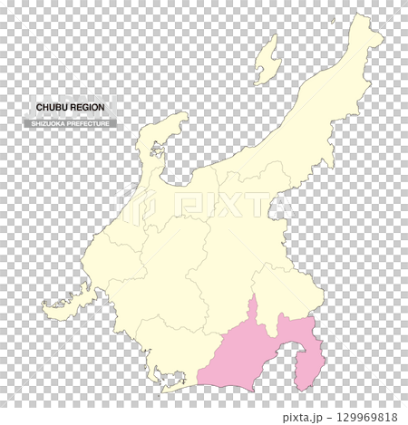 日本中部地區靜岡縣地圖（含縣界 02） 129969818