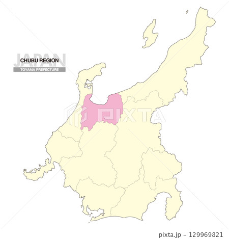 日本地図 中部地方 富山県 県境有り 02 129969821