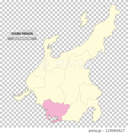 日本地図 中部地方 愛知県 県境有り 02 129969827