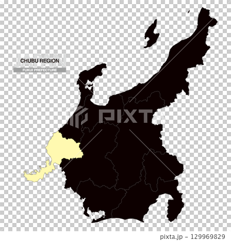 日本地図 中部地方 福井県 県境有り 03 129969829