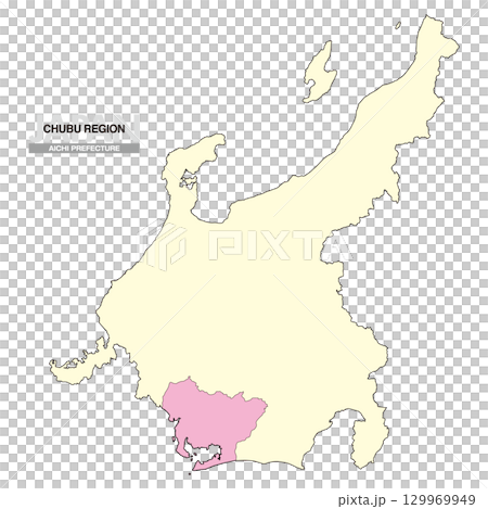 日本地図 中部地方 愛知県 県境無し 02 129969949