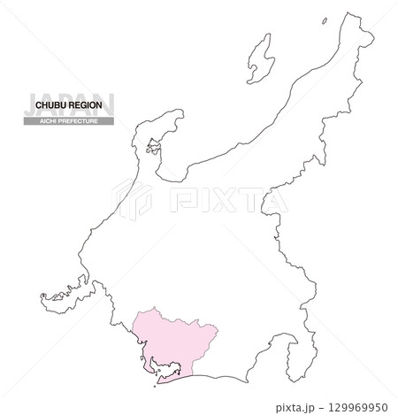 日本地図 中部地方 愛知県 県境無し 01 129969950