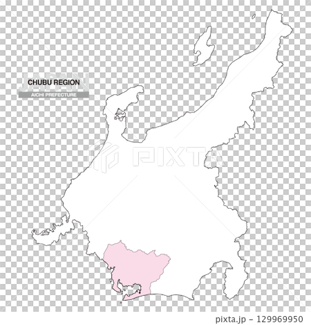 日本地図 中部地方 愛知県 県境無し 01 129969950