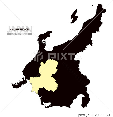 日本地図 中部地方 岐阜県 県境無し 03 129969954