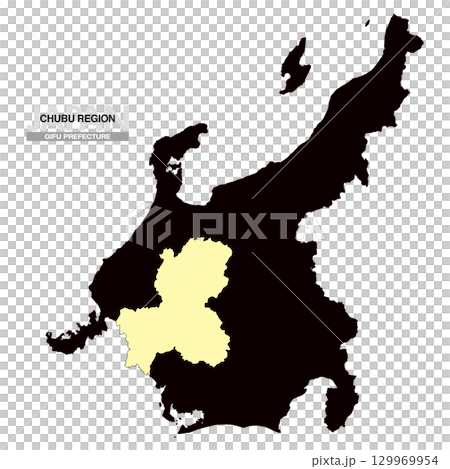 日本地図 中部地方 岐阜県 県境無し 03 129969954