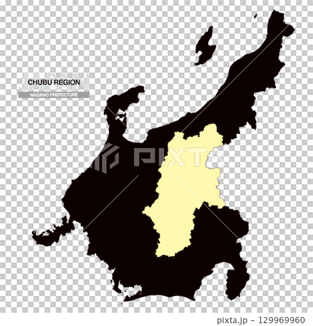Map of Japan Chubu Region Nagano Prefecture No Prefectural Borders 03 129969960