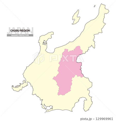 日本地図 中部地方 長野県 県境無し 02 129969961