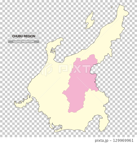 Map of Japan Chubu Region Nagano Prefecture No Prefectural Borders 02 129969961