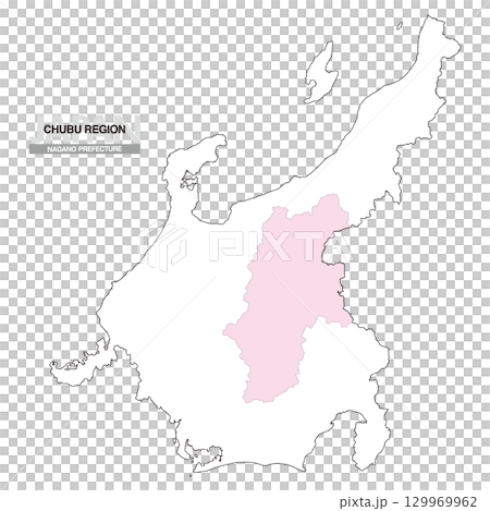 Map of Japan Chubu Region Nagano Prefecture No Prefectural Borders 01 129969962